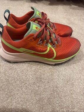 Nike Orange Trail Runners with Neon Green Accents